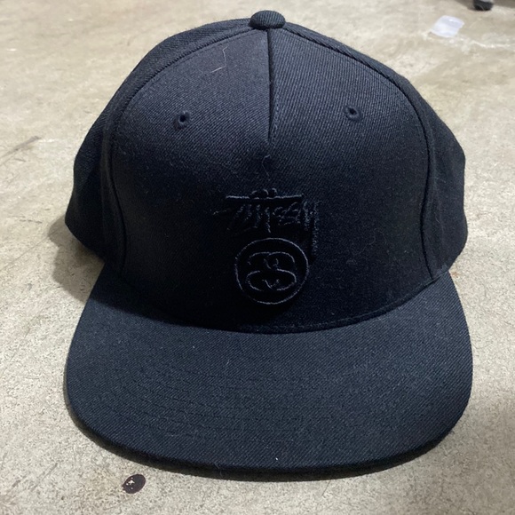 Stussy Snap Back Hat Cap, RARE All Black - Picture 1 of 2